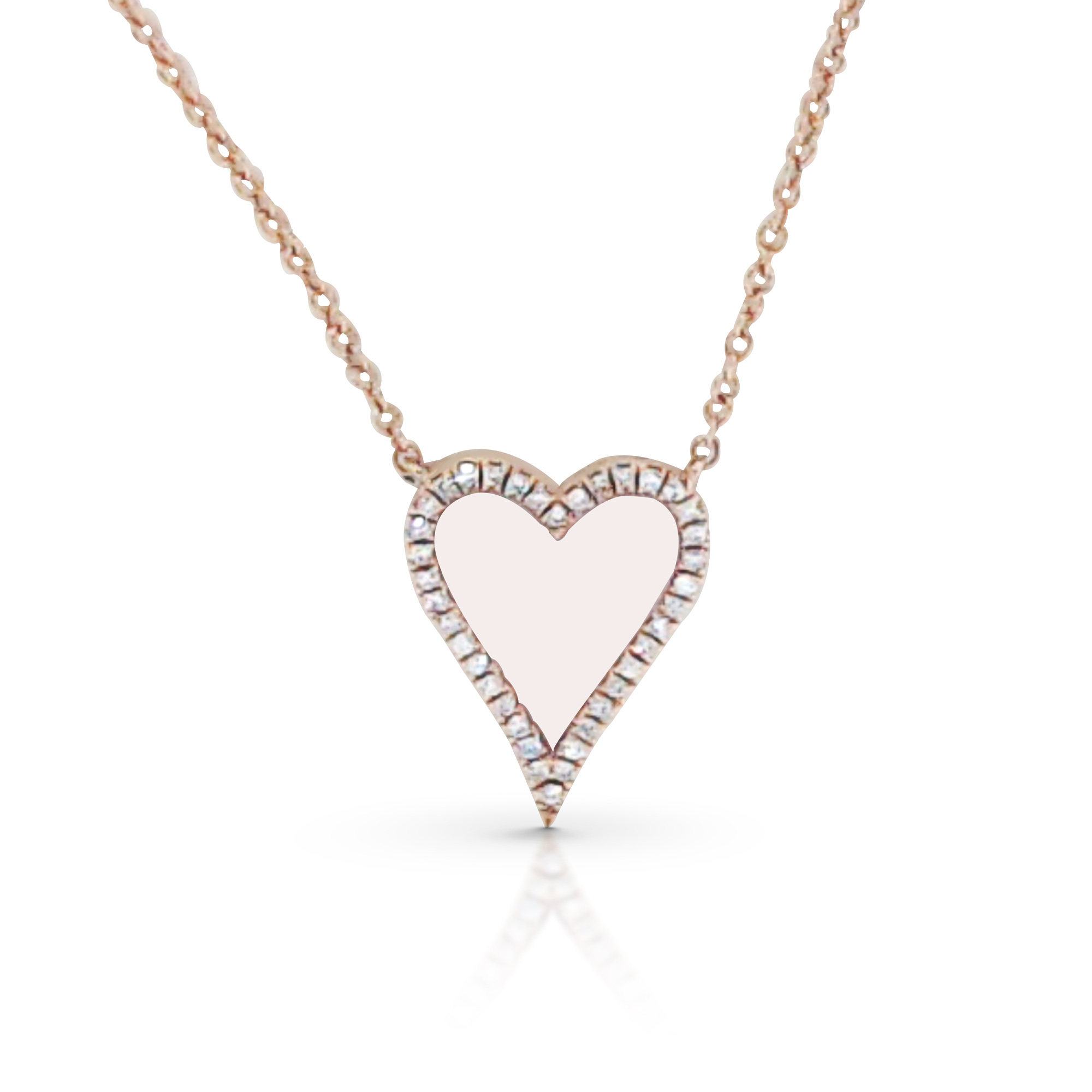 Pink & White Diamond Heart Necklace