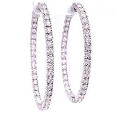 Diamond Oval Hoop Earrings