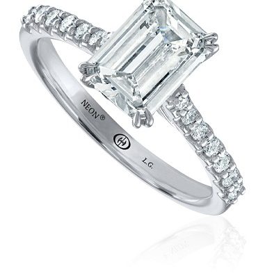 Lab grown, diamond, emerald, emerald cut diamond, lab created, engagement ring, wedding ring, Christopher Designs, Neon collection