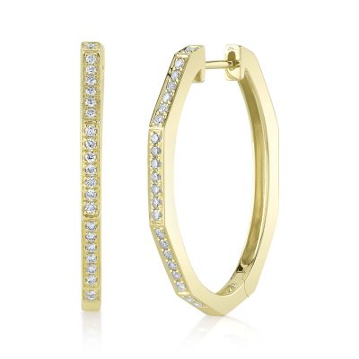 0.32CT 14K Y/G DIAMOND OVAL HOOP EARRING