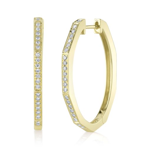 0.32CT 14K Y/G DIAMOND OVAL HOOP EARRING