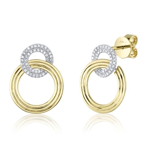 0.16CT 14K2T Y/W DIAMOND CIRCLE EARRING