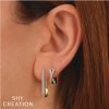 0.41CT 14K W/G DIAMOND OVAL HOOP EARRING - Image 2