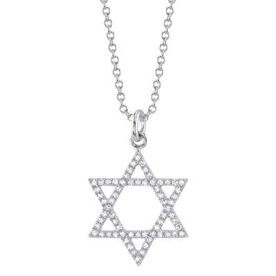 0.15CT 14K W/G DIAMOND STAR OF DAVID NECKLACE
