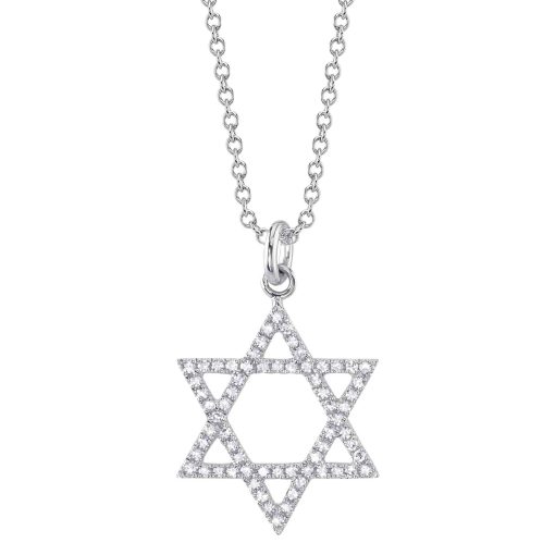 0.15CT 14K W/G DIAMOND STAR OF DAVID NECKLACE