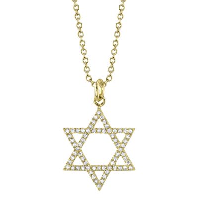 0.15CT 14K Y/G DIAMOND STAR OF DAVID NECKLACE
