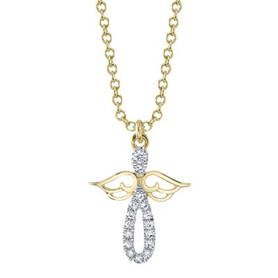 0.06CT 14K Y/G DIAMOND ANGEL NECKLACE
