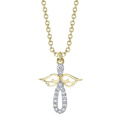 0.06CT 14K Y/G DIAMOND ANGEL NECKLACE