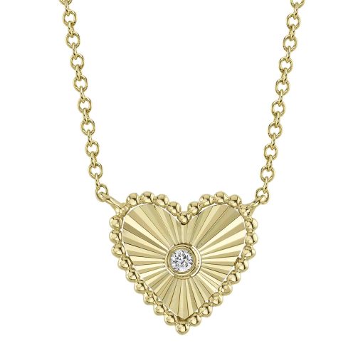 0.02CT 14K Y/G DIAMOND BEZEL HEART NECKLACE