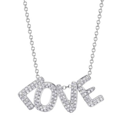 0.28CT 14K W/G DIAMOND "LOVE" NECKLACE