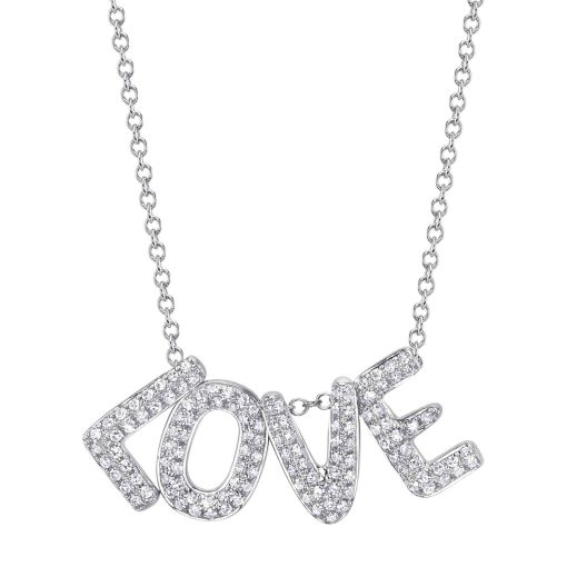 0.28CT 14K W/G DIAMOND "LOVE" NECKLACE