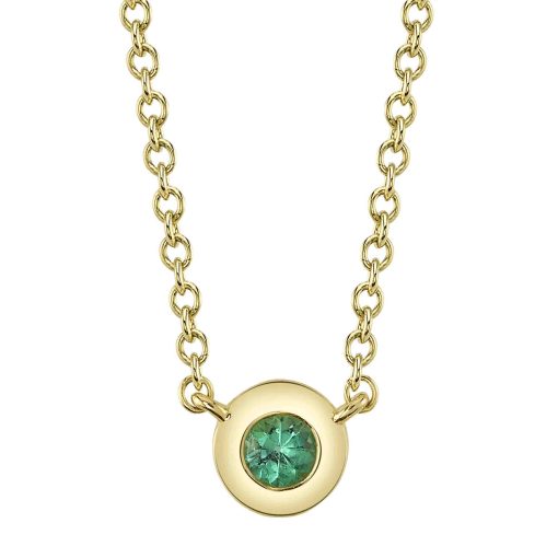 0.04CT 14K Y/G EMERALD BEZEL NECKLACE
